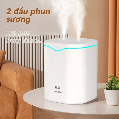 máy Xông Tinh Dầu phun sương tạo ẩm ,Máy khuếch tán tinh dầu dùng làm phòng ngủ dung tích Dung Tích LỚN 2L