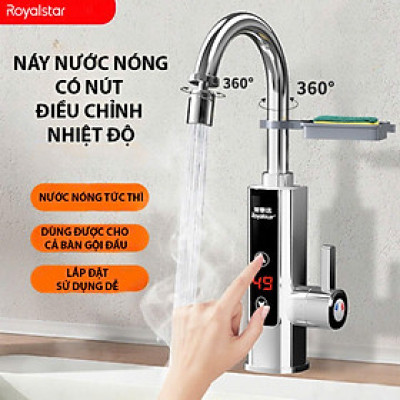 (CÓ CHỈNH NHIỆT ĐỘ )Máy làm nóng nước trực tiếp tại vòi bằng inox cao cấp kèm ổ điện chống giật