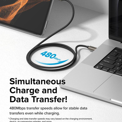 Cáp sạc nhanh cho điện thoại/laptop/tablet RINGKE Fast Charging Basic Cable C-to-C - Hàng Chính Hãng