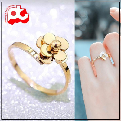 Nhẫn titan nữ thời trang cao cấp hoa trà free size thép không gỉ titanium trangsucpt 3 màu NNUT34