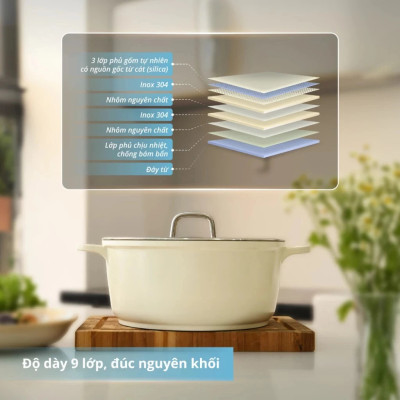 Nồi chống dính phủ gốm Hàn Quốc dung tích 2.2L size 20cm