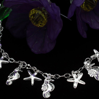 Lắc Chân Nữ Bạc Hiểu Minh LC171 Cá Ngựa Và Sao Biển