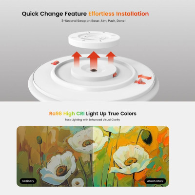 Đèn Ốp Trần Yeelight Arwen D500 / D600 - 16 triệu màu RGBICWW, Điều khiển từ xa, Công suất 50W - Hàng chính hãng