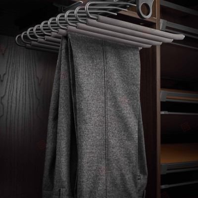 Phụ kiện của tủ áo (Giá vắt quần âu ray giảm chấn dòng Grey thương hiệu Gerari)