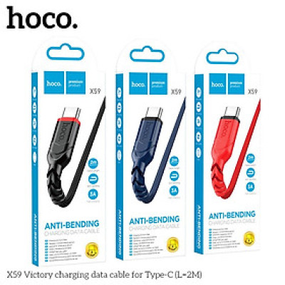 Cáp Sạc Nhanh Dành Cho Hoco. X59 2.4A Dây Dù Cổng Type-C Dài 2M Hàng Chính Hãng