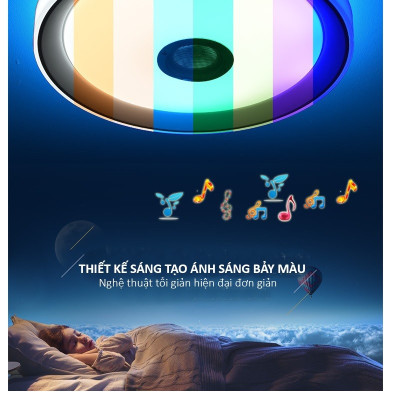 Đèn Ốp Trần 120 LED RGB Tích Hợp Loa Bluetooth Nghe Nhạc Không Dây Kết Nối Điện Thoại Qua APP Cao Cấp - Hàng Nhập Khẩu