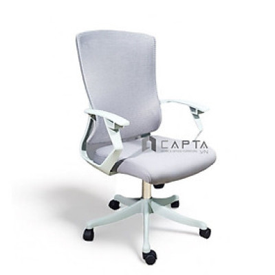 Ghế nhân viên lưng trung khung nhựa trắng nệm xám CE4540-2M Nội thất Capta
