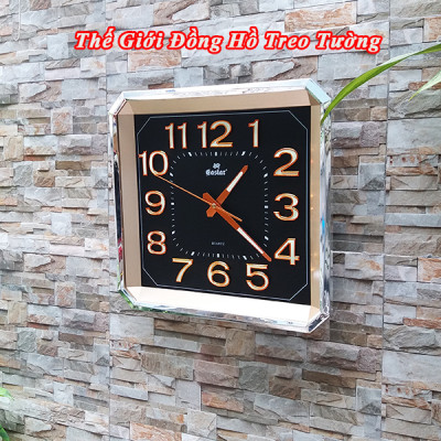 Đồng Hồ Treo Tường Cao Cấp EASTAR Có DẠ QUANG Hình Vuông Cách Điệu - Máy KIM TRÔI NHẬT - Số Nổi 3D - Tặng Pin Maxell - BH 1 Năm