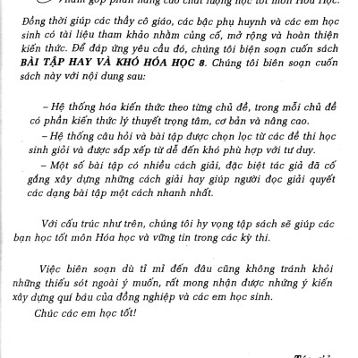Bài Tập Hay Và Khó Hóa Học 8 (Biên Soạn Theo Chương Trình Giáo Dục Phổ Thông Mới) (Tái Bản 2023)