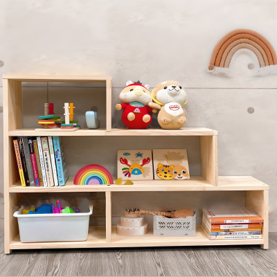 Kệ Tủ Sách Kệ Đựng Đồ Chơi Bậc Thang Montessori Bằng Gỗ Tự Nhiên Trang Trí Phòng Cho Bé, Nội Thất Mầm Non