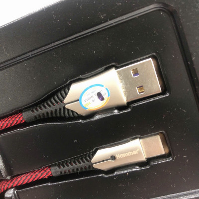 Dây sạc nhanh Ham mer ( H-C11-C ) 3A , chân Type C, Có đèn báo, Hàng chính hãng bảo hành 12 tháng