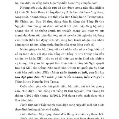 Biến thách thức thành cơ hội. Quyết tâm đột phá đưa đất nước phát triển nhanh, bền vững (bản in 2024)