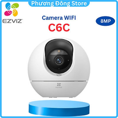 Camera Wifi Ezviz C6C 8M - 4K Siêu Rõ Nét, Quay Quét 360 độ , Đàm thoại 2 chiều, Có màu ban đêm, Phát hiện người AI - hàng chính hãng