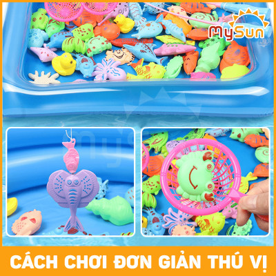 Bộ đồ chơi bể phao cần câu bắt cá nam châm cho bé loại mini - to cỡ lớn MySun