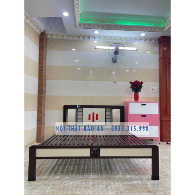 Giường sắt hộp kiểu gỗ BẢO AN 1M4X2M - Mẫu 02