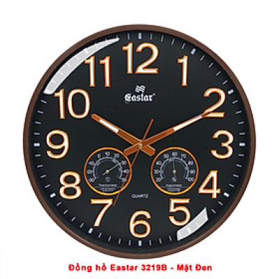 Đồng Hồ Treo Tường DẠ QUANG Tròn Lớn (38cm) - NHIỆT ẨM KẾ Tự Động (Không Dùng Pin) - Máy KIM TRÔI EASTAR - Số Nổi 3D - Viền Siêu Mỏng - Tặng Pin Maxell - BH 1 Năm