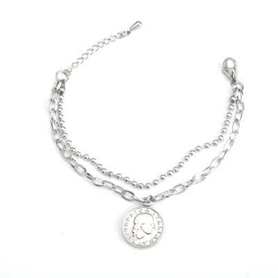 Lắc tay mặt đồng xu cổ punk rock