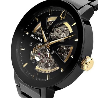 Đồng Hồ Nam Bulova Dây Thép Không Gỉ 98A203 - Mặt Đen