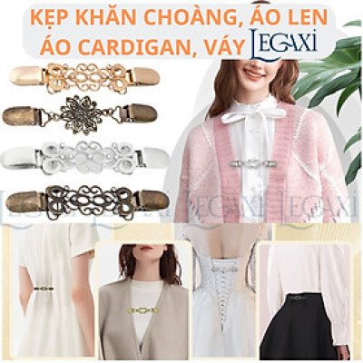 Kẹp Khăn Choàng Bằng Kim Loại Khóa Cố Định Cổ Áo Cardigan Áo Len Kẹp Lưng Áo Thắt Eo Đầm Váy Cho Nữ