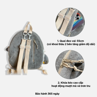 Balo nữ chim cánh cụt dễ thương, túi đeo chéo đi chơi xinh xắn IDIGO FBP6 - 3397