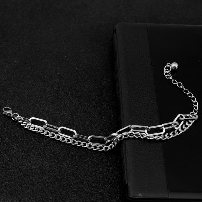 Vòng đeo tay lắc tay 2 lớp titan không đen không gỉ