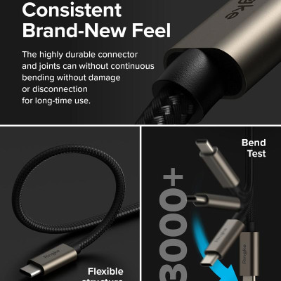 Cáp sạc nhanh cho điện thoại/laptop/tablet RINGKE Fast Charging Basic Cable C-to-C - Hàng Chính Hãng