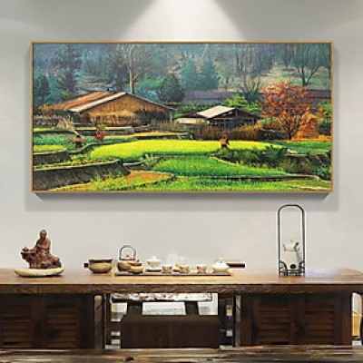 (ẢNH CHỤP THẬT) Tranh treo tường cảnh núi rừng tây bắc trang trí phòng khách,nhà hàng, khách sạn kèm đinh treo