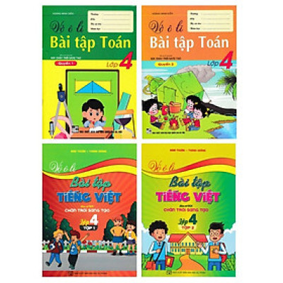 Sách - Vở Ô Li Bài Tập Toán + Tiếng Việt Lớp 4 - Bám Sát SGK Chân Trời Sáng Tạo - Combo 4 Cuốn - Hồng Ân