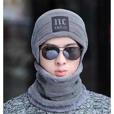 Khăn choàng len nam quàng cổ giữ ấm chống rét lạnh tặng kèm nón mũ len y hình dona21102512