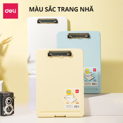 Bìa trình ký nhựa A4 Deli, Bìa kẹp nhựa giấy, tài liệu, kẹp hồ sơ A4 một mặt, màu pastel học sinh văn phòng mở được