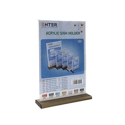 Kệ menu nhà hàng, Standee mica để bàn, Bảng quét mã QR Code, Kệ mica 2 mặt Enter E29 210x300mm đế nhôm A4 đứng