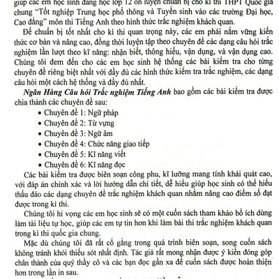 Sách- Combo Ngân Hàng Câu Hỏi Trắc Nghiệm Tiếng Anh +Câu Hỏi Trắc Nghiệm Chuyên Đề Điền Từ Vào Đoạn Văn Tiếng Anh