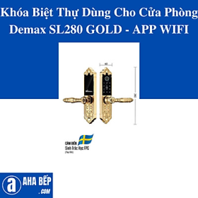 Khóa Biệt Thự Dùng Cho Cửa Phòng Demax SL280 GOLD - APP WIFI. Hàng Chính Hãng
