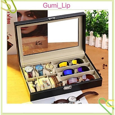 Hộp Đựng Đồng Hồ Và Mắt Kính Bọc Da PU Kích Thước 33x20x8cm