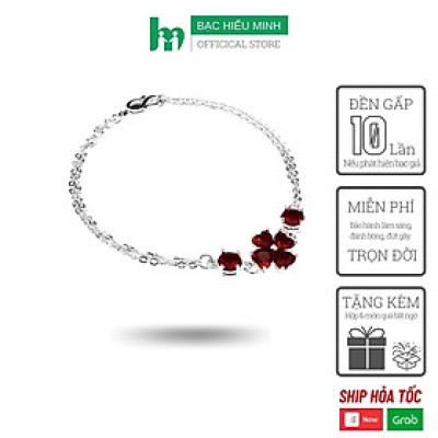 Lắc Tay Nữ Bạc Hiểu Minh LTU482R cỏ 4 lá may mắn bạc ta