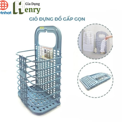 Giỏ đựng đồ gấp gọn thông minh Việt Nhật tặng móc dính trong , giỏ treo tường đựng quần áo đồ dùng nhà tắm (Màu ngẫu nhiên) - HÀNG VIỆT NAM