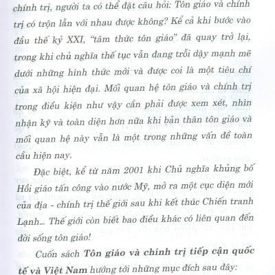Tôn Giáo Và Chính Trị Tiếp Cận Quốc Tế Và Việt Nam