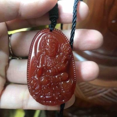 MẶT DÂY CHUYỀN  PHẬT PHỔ HIỀN ĐÁ MÃ NÃO ĐỎ ĐỘ MỆNH CHO  NAM TUỔI THÌN TỴ MẠNG HOẢ THỔ