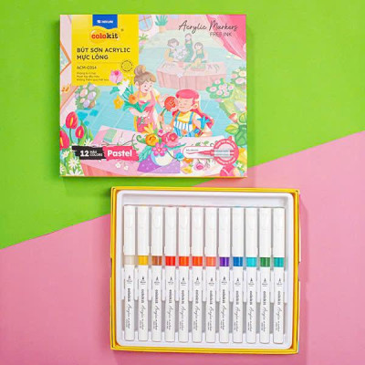 Hộp 12 Bút Sơn Acrylic Màu Pastel - Mực Lỏng - Colokit ACM-C014