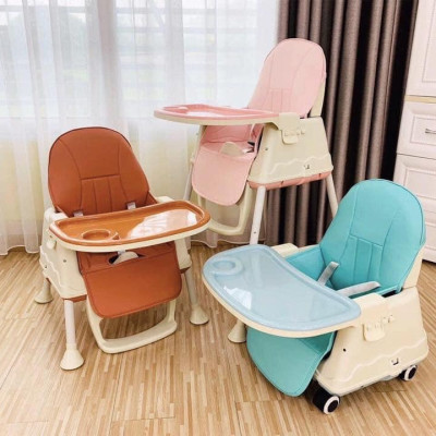 Ghế ăn dặm đa năng có đệm lưng, bánh xe full phụ kiện