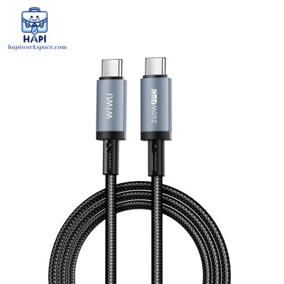 Cáp sạc hàng chính hãng WiWU Titanlink Wi-C058 240W C to C: Bọc dù, đầu hợp kim titan, siêu bền, chip E-Marker