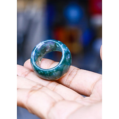 Nhẫn nam đá băng ngọc thủy tảo mệnh hỏa , mộc - Ngọc Quý Gemstones