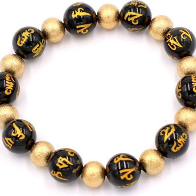 Chuỗi đeo tay - thạch anh đen khắc Phật chú 10 ly VTEPVHVT1 - hợp mệnh Thủy, mệnh Mộc