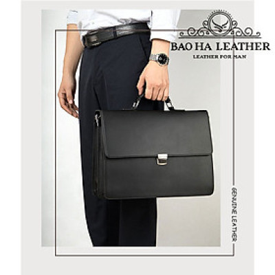 Cặp công sở nam cao cấp BHM8582 Da bò nguyên tấm chống nước, vừa laptop 14inch