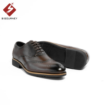 Giày Oxford Nam Họa Tiết Brogues Đục Lỗ Cực Đẹp SIGOURNEY Da Bò Màu Nâu Patian SIG-26 Bảo Hành 18 Tháng