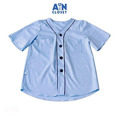 Áo sơ mi xanh cho mẹ cổ chữ V cotton Âu - AICDMEZGSKFO - AIN Closet
