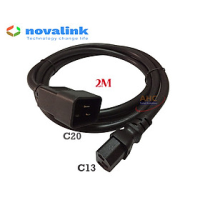 Dây nguồn C13 C20 dài 2 mét Novalink - Dùng cho UPS, PDU, máy chủ (Server) - Tiết diện lõi 2.08mm², 15A/250V, chuẩn UL - Hàng chính hãng