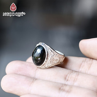 Nhẫn bạc nam mắt đá thạch anh mắt hổ - Ngọc Quý Gemstones