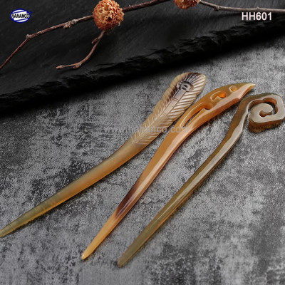 Trâm cài tóc bằng sừng bò Châu Phi (HH601) đục khắc hình dễ thương - Đủ kiểu dáng 