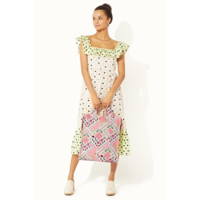 Cath Kidston - Túi đeo vai/Organic Cotton Tall Tote - Patchwork - Cream/Pink -1048575